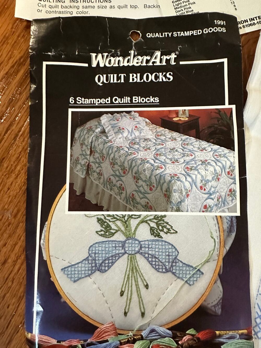 Wonder Art Embroidery quilt panels set of 6 - no embroidery thread